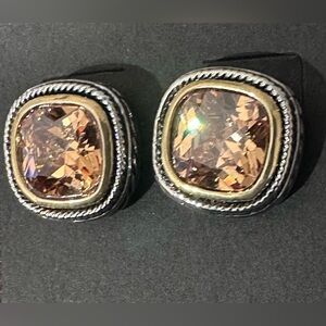 Earrings - Cubic Zirconia Elegant Gold Pierced Silver Stud Earrings